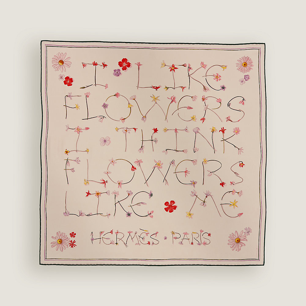 Carré 70 I Like Flowers - Rose | Hermès Luxembourg